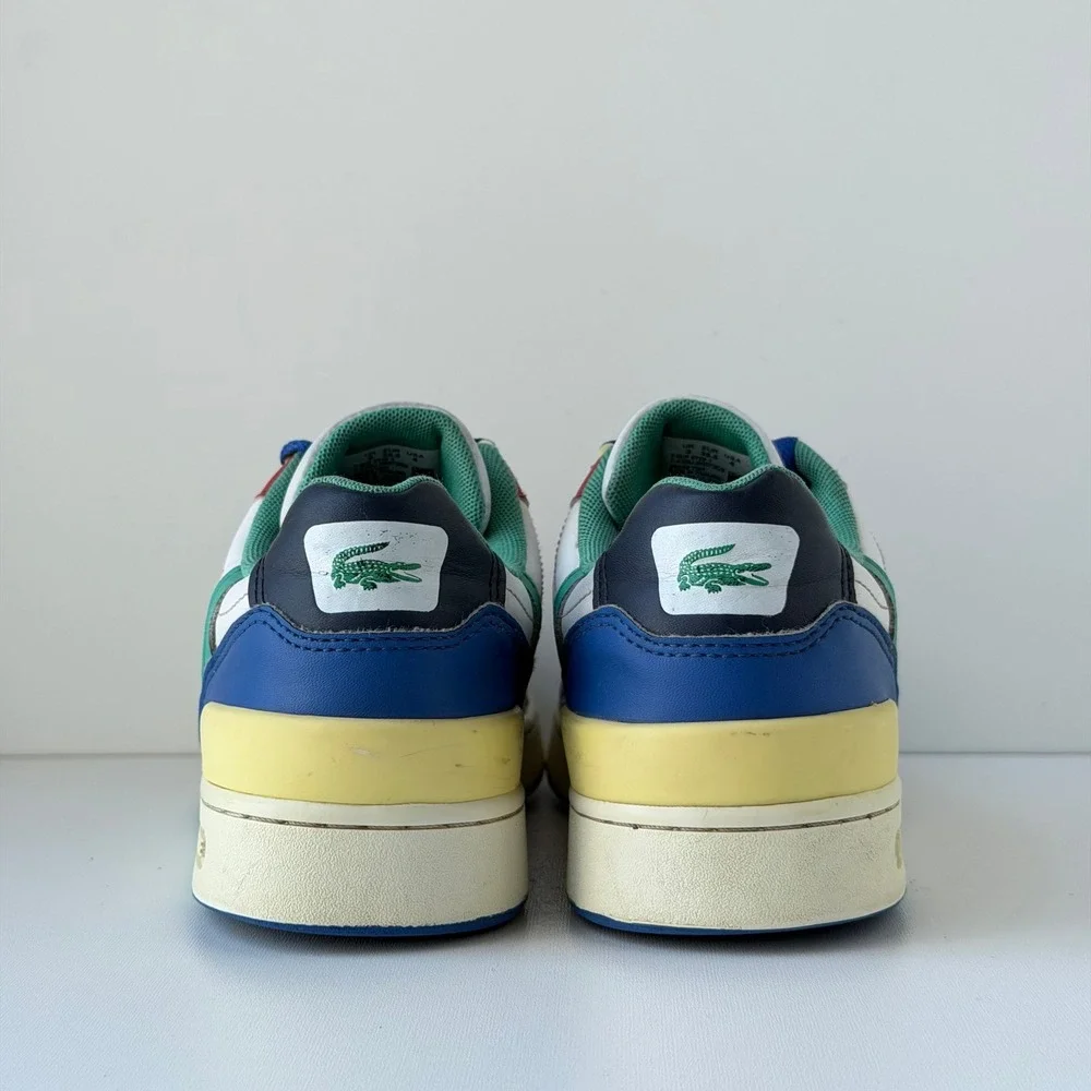 Lacoste T-Clip Junior Kids 4 Multi-Color Leather Low Top Sporty Sneakers Retro